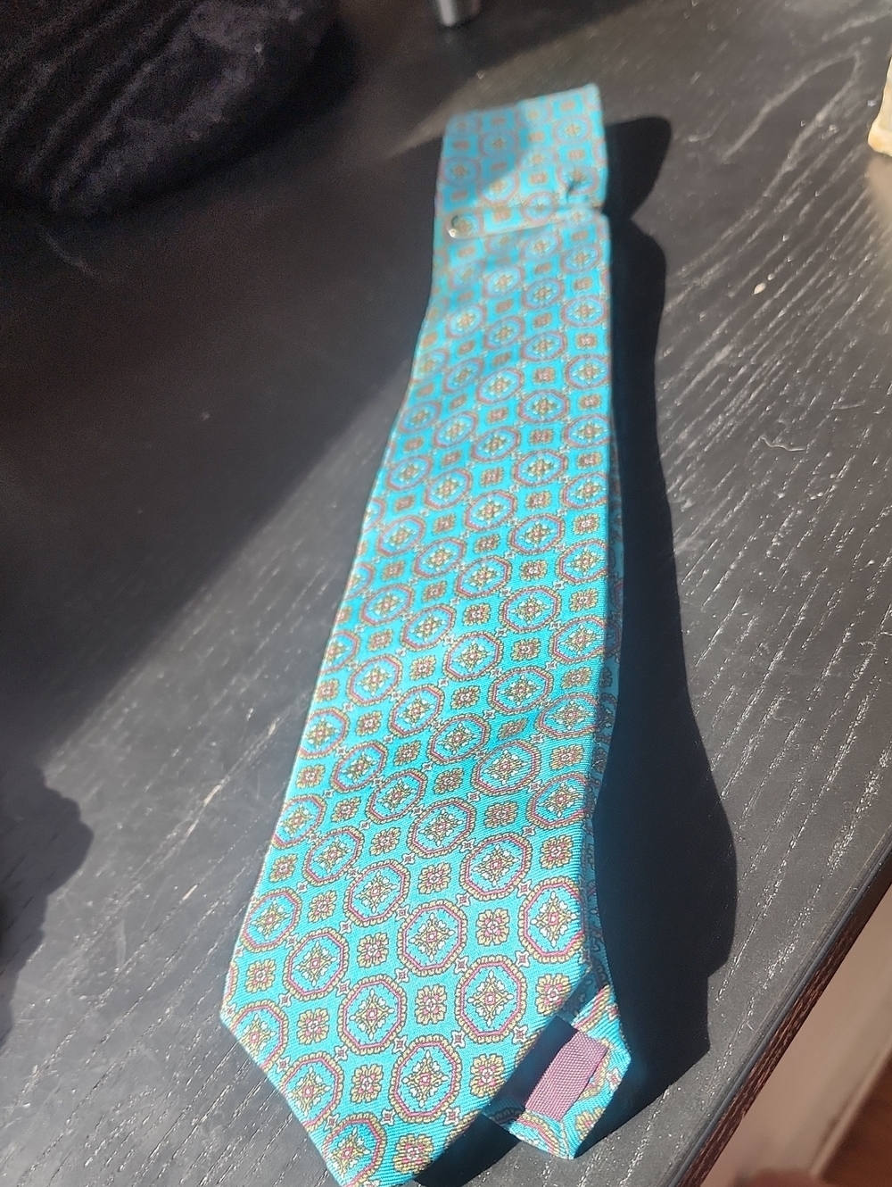 Turquoise Geometric Medallion Men's Tie